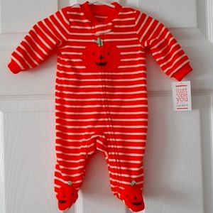 Pumpkin Orange an White Halloween Newborn Pajamas